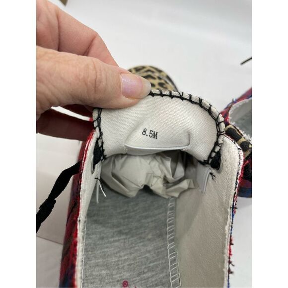 Jellypop Black & Red Plaid Leopard Kory Sneaker - Women Size 8.5 - Picture 11 of 15